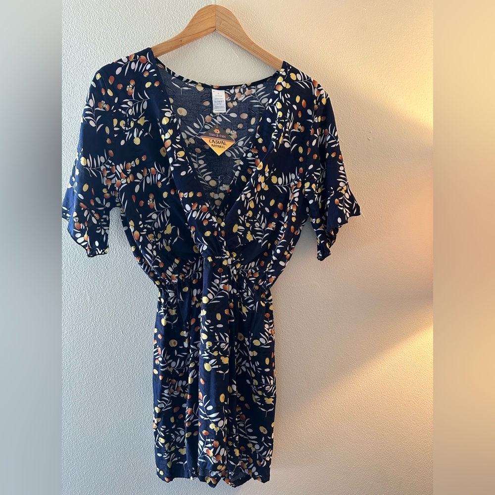 Navy Floral Midi Dress
